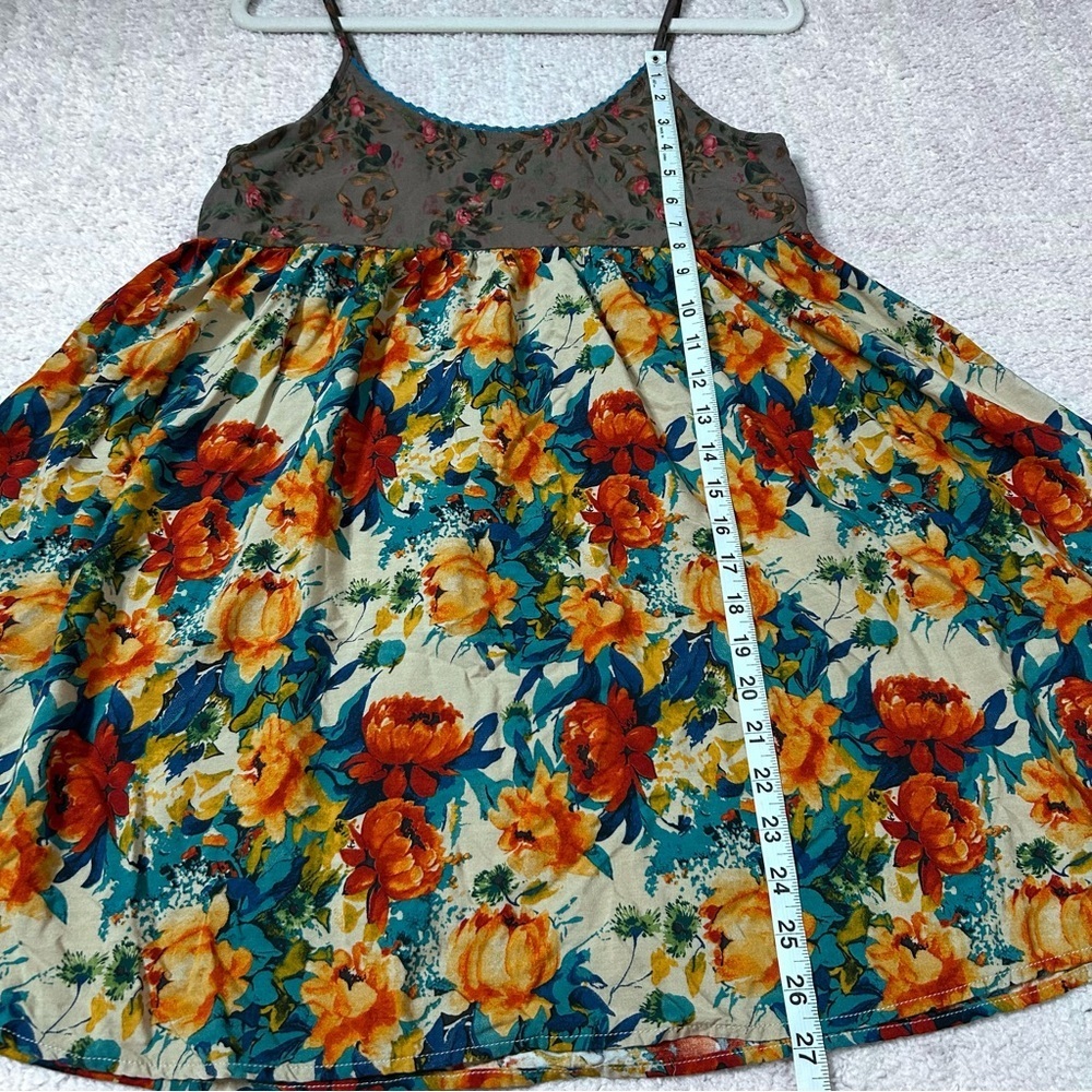 SOLD Natural Life Floral Mini Dress Skater Dress Blue Yellow Orange Floral Size - Picture 9 of 10